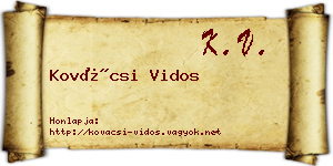 Kovácsi Vidos névjegykártya