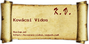 Kovácsi Vidos névjegykártya